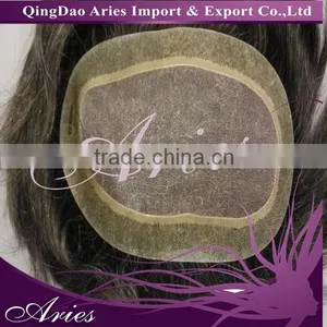 Mens Hair System Custom Made Fine Human Hair French Lace With PU All Around thumbnail-1