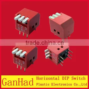 3Pin Red DIP Switchs/Horizontal 3Pin 2.54 Pin Distance Dip Switch With ROHS thumbnail-1
