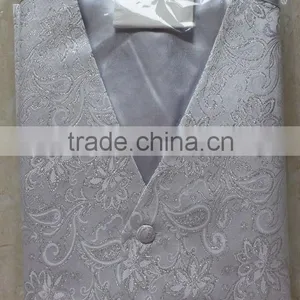 Microfiber Solid White Polyester Woven Wedding Vest thumbnail-2