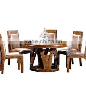 2016 Modern Design Dining Room Furniture Nine Piece in One Set Wood Dining Table Set With Leather thumbnail-1