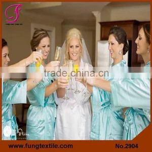 2904 Many Colors Available Good Quality Solid Short Satin Bride Robe thumbnail-5
