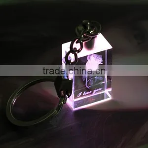 Crystal 3d Laser Led Key Ring for Wedding Gift thumbnail-4