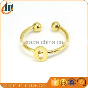 Fashion Stainless Steel Gold Plated Letter Alphabet Ring With Ball thumbnail-3