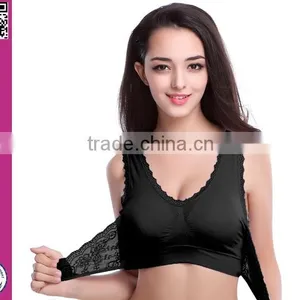 Yoga Fitness Sexy Floral Print Bra With Lace Ham Front thumbnail-2