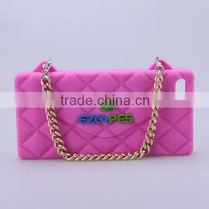 Custom Design Fashion Rhombus Shape Silicone Cell Phone Case With Chain thumbnail-1