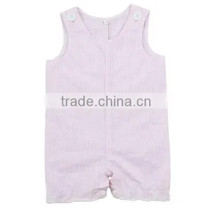 Wholesale 2016 Red Seersucker Shortall With Internal Lining and Snaps Baby Romper Baby Seersucker Jon Jons thumbnail-4
