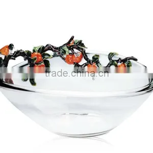 RORO Blessed Events Persimmon Enamel Crystal Glass Fruit Holder thumbnail-1