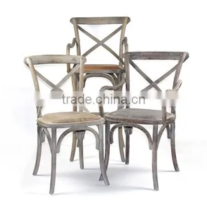 Best Price High Living Room Cross Back Arm Home Useful Dining Vintage Wood Chair thumbnail-2