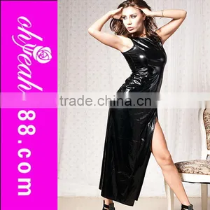 Party Wear Evening Dress Long Leather Dress thumbnail-1