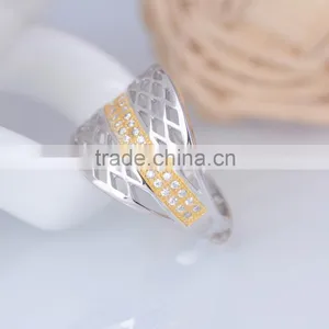 925 Sterling Silver Net Pattern Ring With Gold Plated thumbnail-4