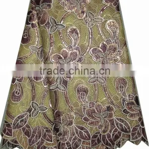 African Organza Lace With Sequins Embroidery CL8105-1brown thumbnail-1