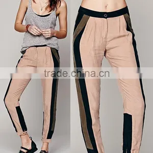 OEM Supply Relaxed Style Contrast Color Korean Women Pants thumbnail-1