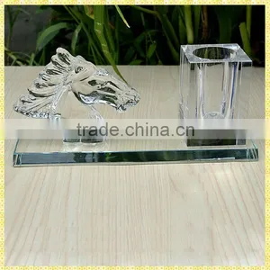Exquisite Clear Crystal Office Desktop Set With Horse Head Figurines thumbnail-1