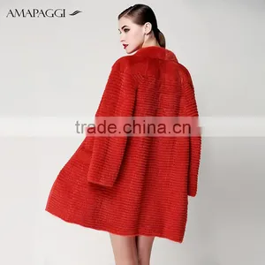 Hot Sale Long Fur Coats Knitted Mink for Women thumbnail-3