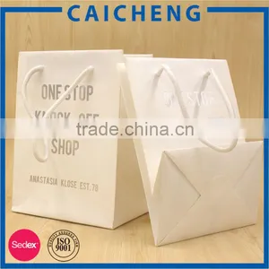 White Rope Handle Wine Paper Bag With Foil Logo thumbnail-1