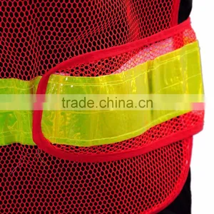 Ansi Hi Vis Red Yellow Conspicuity Vest With Pvc Reflective Taps Road and Working Safety Warning Sleevel thumbnail-5