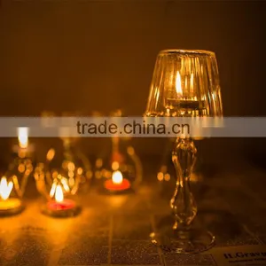 Table Lamp Shape Glass Candlestick, Noble and Elegant Desk Lamp Shaped Candle Holder thumbnail-4
