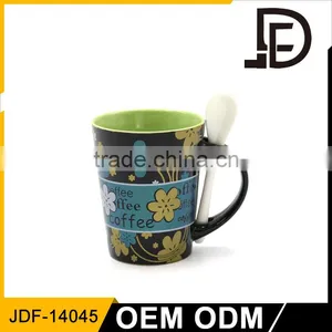 Drinkware Ceramic Mug With Spoon in Handle, Thermos Coffee Mugs thumbnail-1