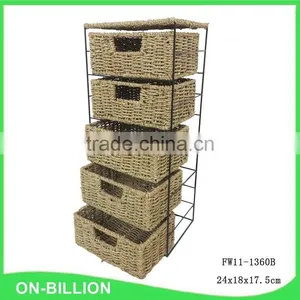 5 Drawer Storage Unit Seagrass Storage Drawer thumbnail-1