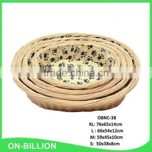 Round Wicekr Dog Bed With Mat thumbnail-3