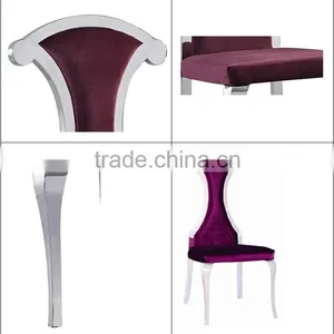 B8028 Modern Antique Velvet Steel Chairs for Wedding thumbnail-3