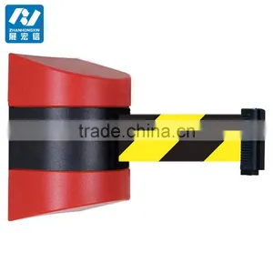 Plastic Safety Traffic Wall Mounted Retractable Belt Barrier thumbnail-1
