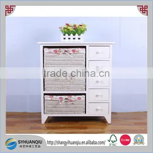 Wicker Cabinet Drawer Unit Chest Bedroom Bathroom Furniture White thumbnail-1