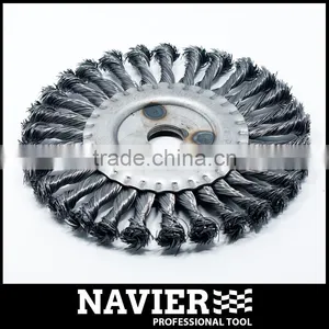 Steel Wire Brush Twist Knot Wheel Brush Bevel Brush With Arbor Hole thumbnail-1