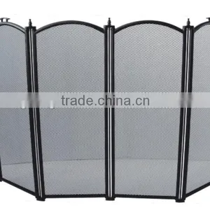 Black Iron Folding Fire Screen thumbnail-1