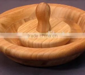 FDA&LFGB, Bamboo Mortar and Pestle Set thumbnail-1