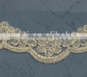 Cotton Lace Embroidery Wedding Fabric Trims for Bridal Wedding Apparel BY YARD thumbnail-4