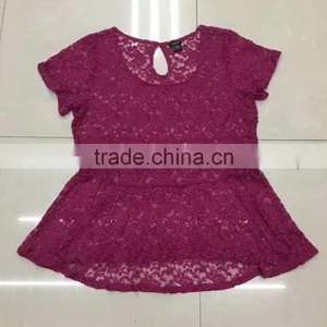 Yiwu Branded Red Ladies Lace Tops Factory Closeout thumbnail-1