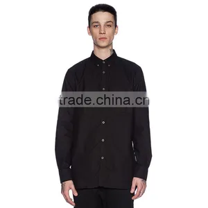 Stylish Regular Fit Long Sleeve Dress Shirt Plain Black Formal Modern Mens Shirts thumbnail-1
