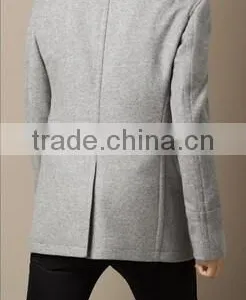 2014 Men Coat Offwhite Color Wool Fabric thumbnail-3