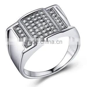 Top Quality Wholesale Men's Jewelry Genuine S925 Silver Micro Pave Zircon Ring for Men thumbnail-1
