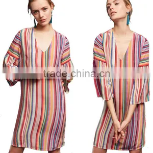 LATEST Ladies Harlow Dress, V-neck Short Sleeve Rainbow Dress thumbnail-5