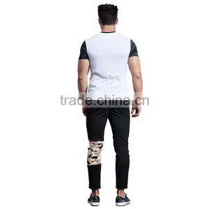 2016 New Style Custom Print Patch Plain Black 97%cotton Casual Fitness Mens Printed Pants thumbnail-3