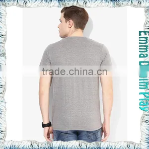Mens Grey Custom Design Premium Quality V-Neck Plain T Shirts thumbnail-2