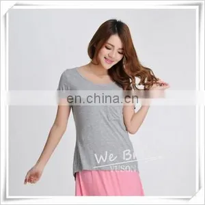 Ladies' Bamboo Pocket T-shirt Asymmetry Design Longer Back Short Front thumbnail-6