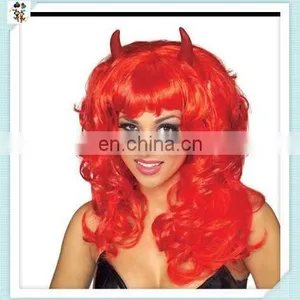Ladies Fancy Dress Costume Fabulous Red Devil Halloween Wigs HPC-0022 thumbnail-1