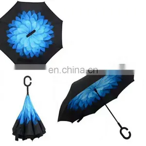 Customized C Handle Double Layer Inverted Umbrella Reverse Car Umbrella thumbnail-2