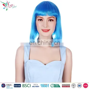 Wholesale Fashion Synthetic Hair Women Short Blue Bob Wig thumbnail-1