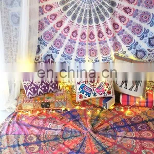 72" Indian Patchwork Mandala Hippie Round Roundie Tapestries Hippy Boho Gypsy Cotton Round Beach Throw Yoga Mat Tassel thumbnail-1