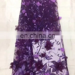 3D Embroidery Cloth Material Mesh Polyester Sequin Fabric thumbnail-3