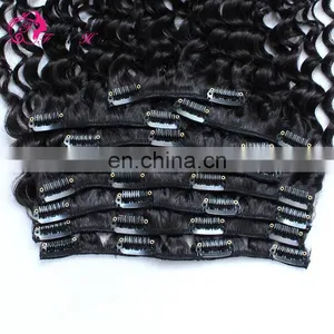 Raw Indian Curly Hair Clip in Hair Extensions for African American thumbnail-4