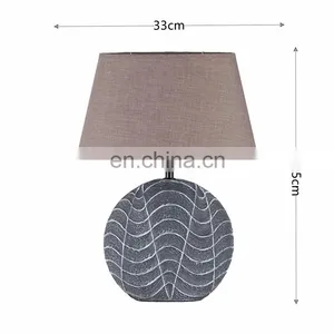 Hotel Decoration Living Room Ornaments Gray Ceramic Table Lamp Engraving Design Retro Desk Lamp thumbnail-6