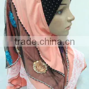 A559 Fashion Modern HIGH QUALITY ISLAMIC HEADSCARF ONE PIECE Flower LONG MUSLIM HIJAB thumbnail-1