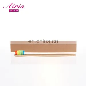 Bamboo Organic Toothbrush Flat Handle Rainbow Bristle Custom Logo Manufacturer thumbnail-4