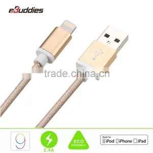 Aluminum Metal Laser Carving Housing MFi Braided Usb Cord Cable for IPhone thumbnail-6
