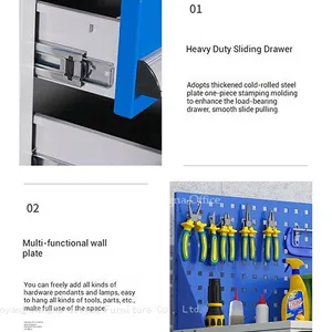 Mobile Mechanic Tool Cart for Los Angeles Auto Repair Shops, Rolling Steel Tool Chest With 4-Inch PU Casters and Ergonomic Push Handle, Factory Direct thumbnail-4